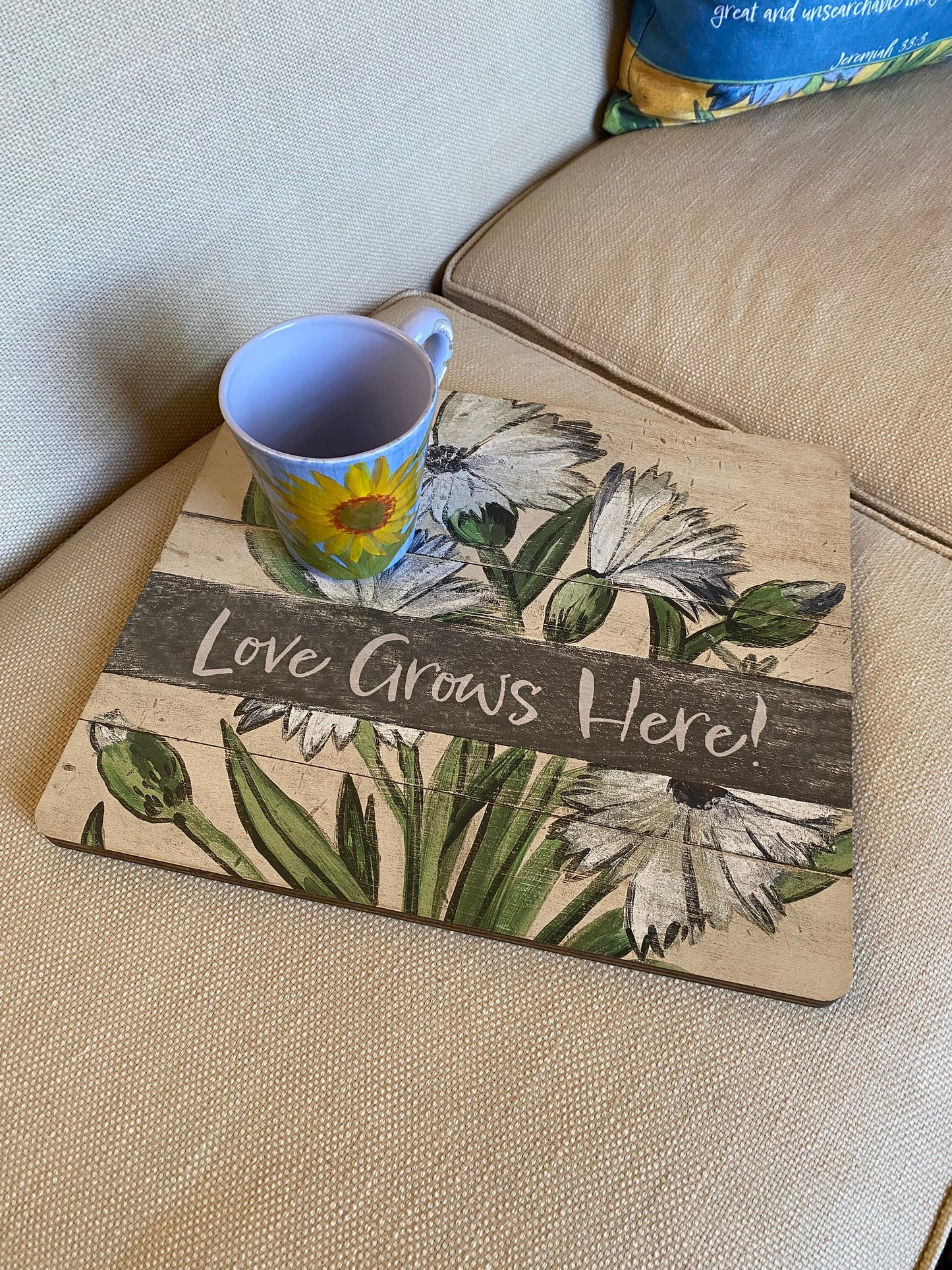 Love Grows Here Board - 15" x 13"