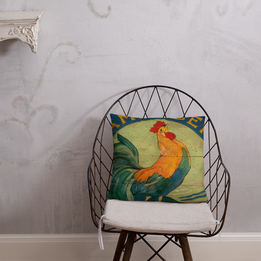 18 x 18 Blue Rooster Throw Pillow