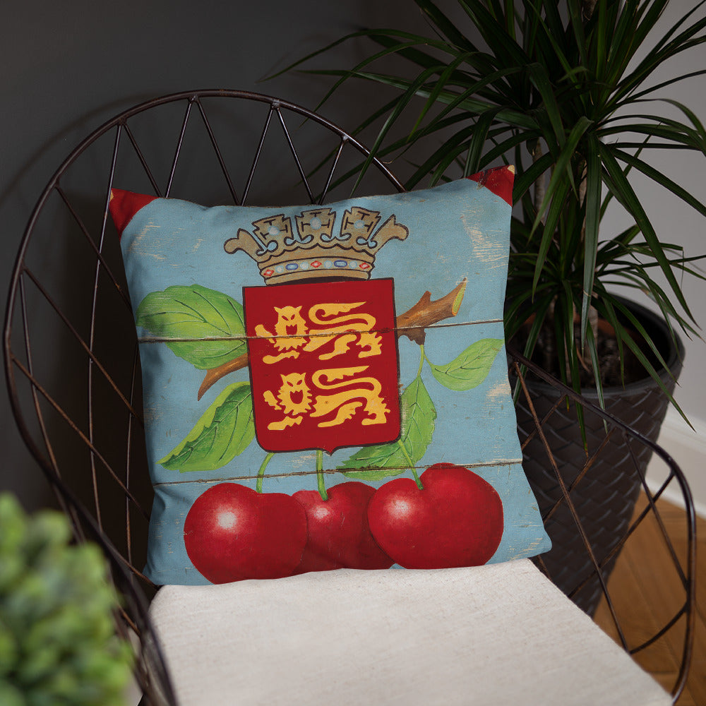 18 x 18 Red Cherries Red Border Throw Pillow