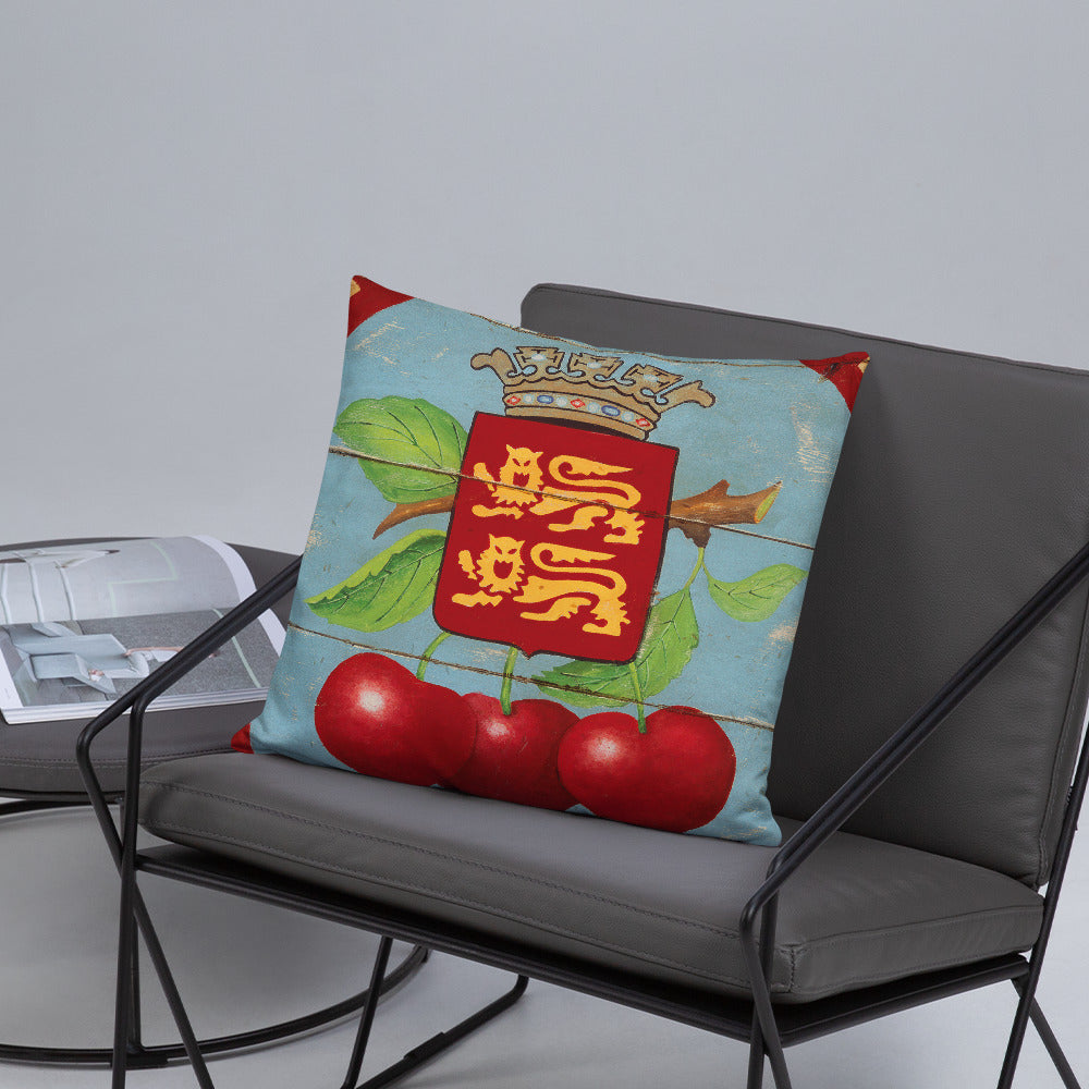 18 x 18 Red Cherries Red Border Throw Pillow