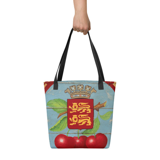 Red Cherries Red Border Tote