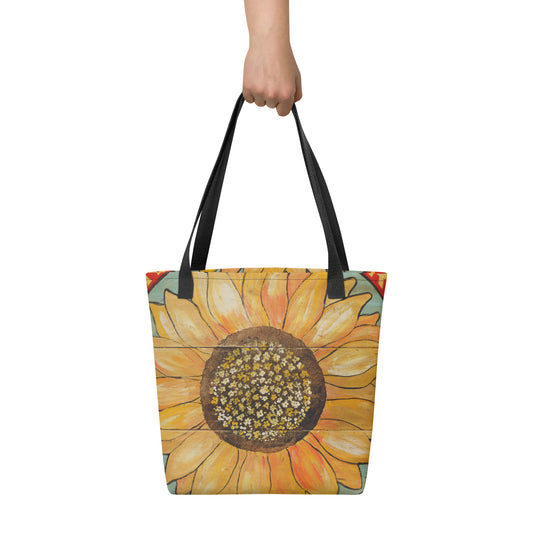 Sunflower on Blue Tote