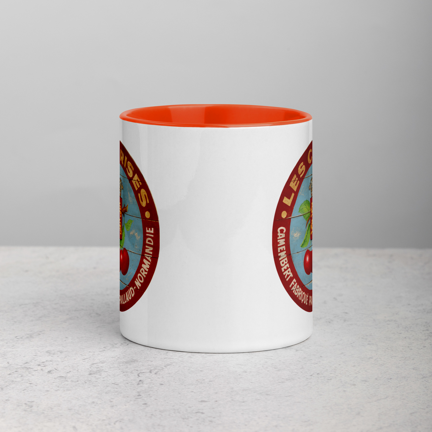 Cherries with red border Mug with Color Inside