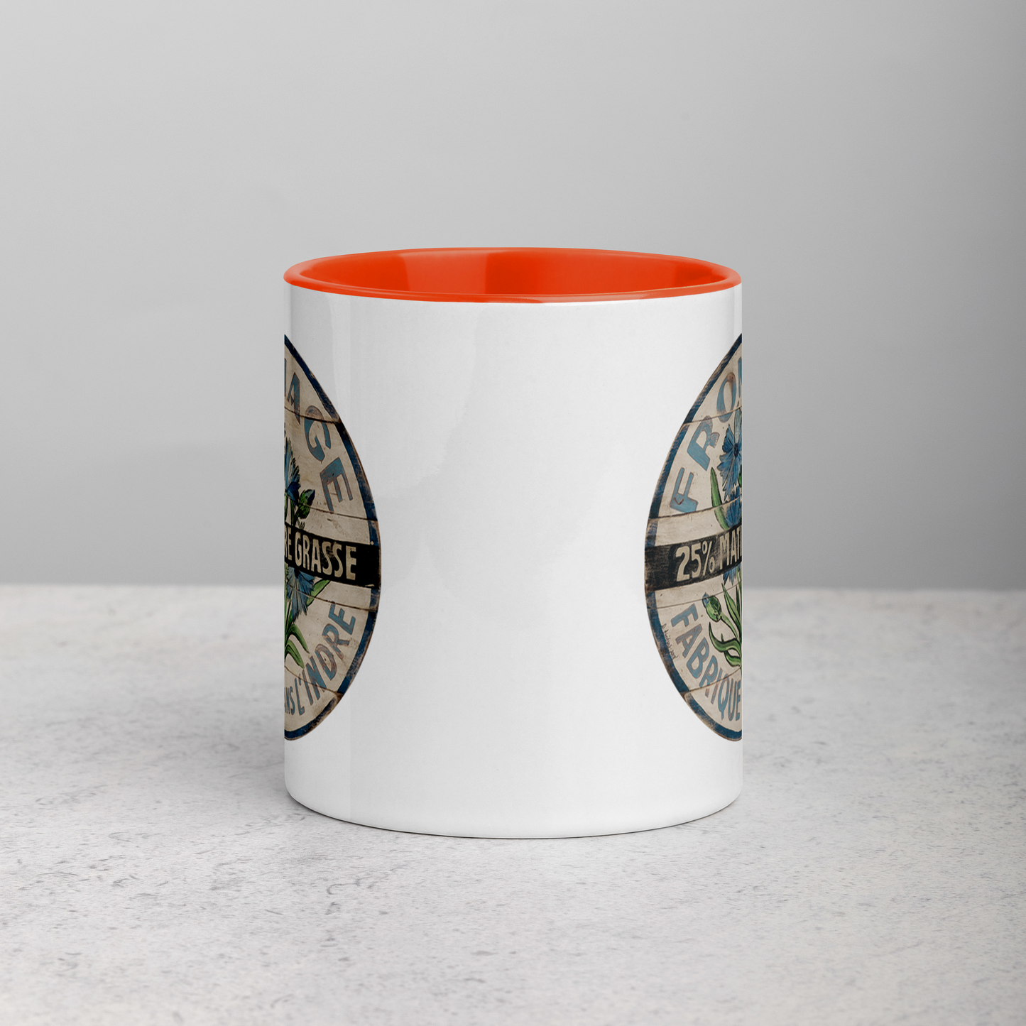 Blue and White Flower Mug with Color Inside