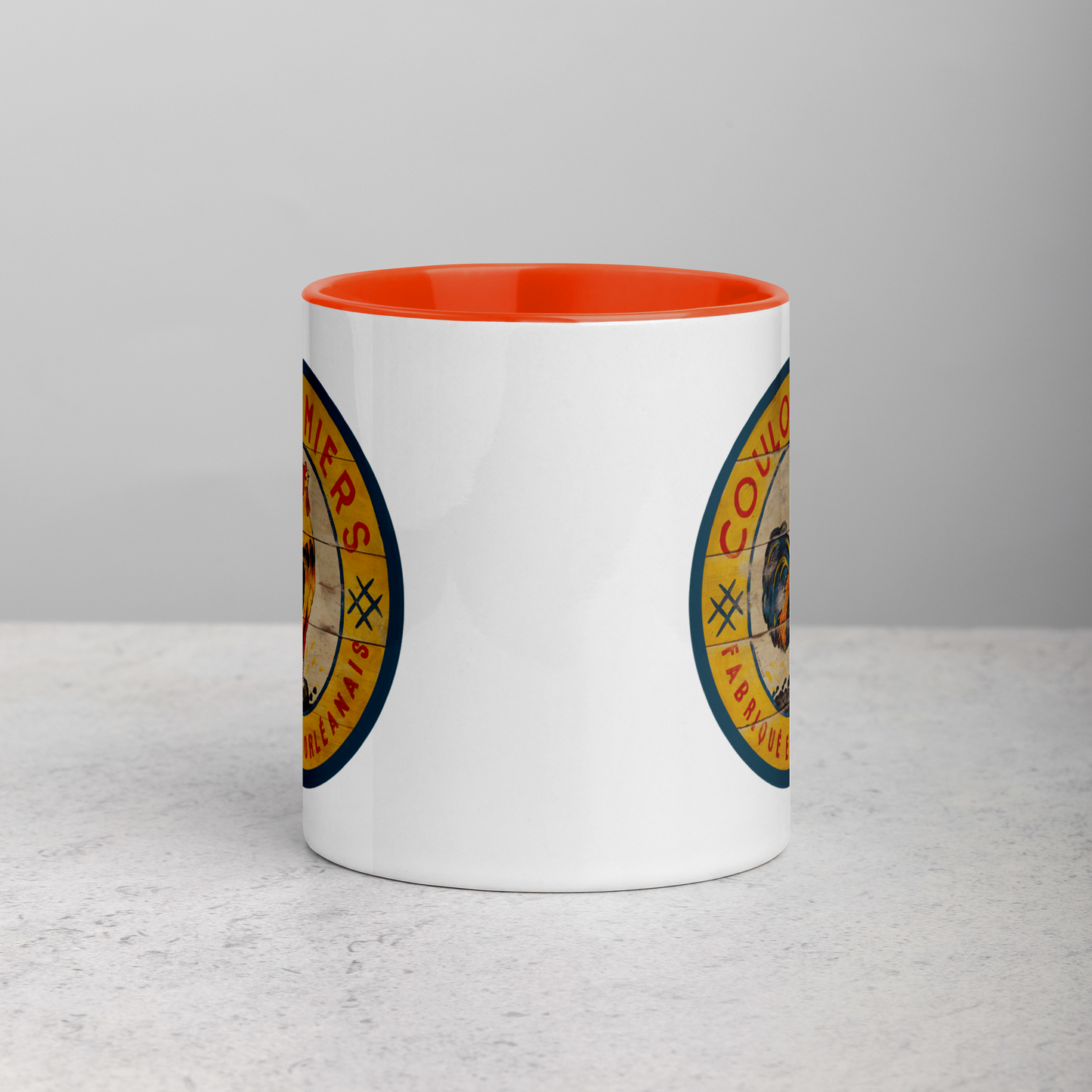 Yellow Rooster Mug with Color Inside