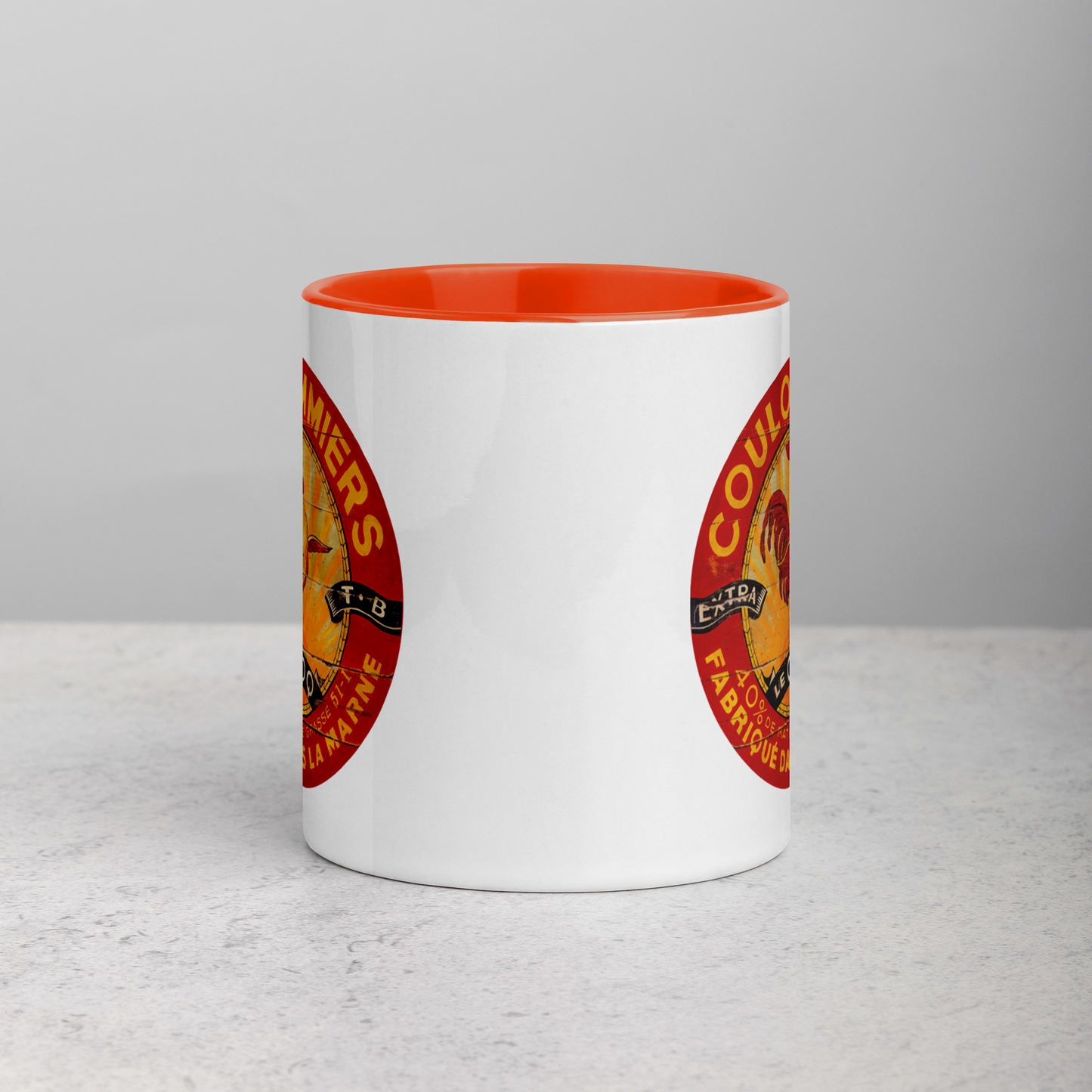 Red and Yellow Rooster Mug with Color Inside