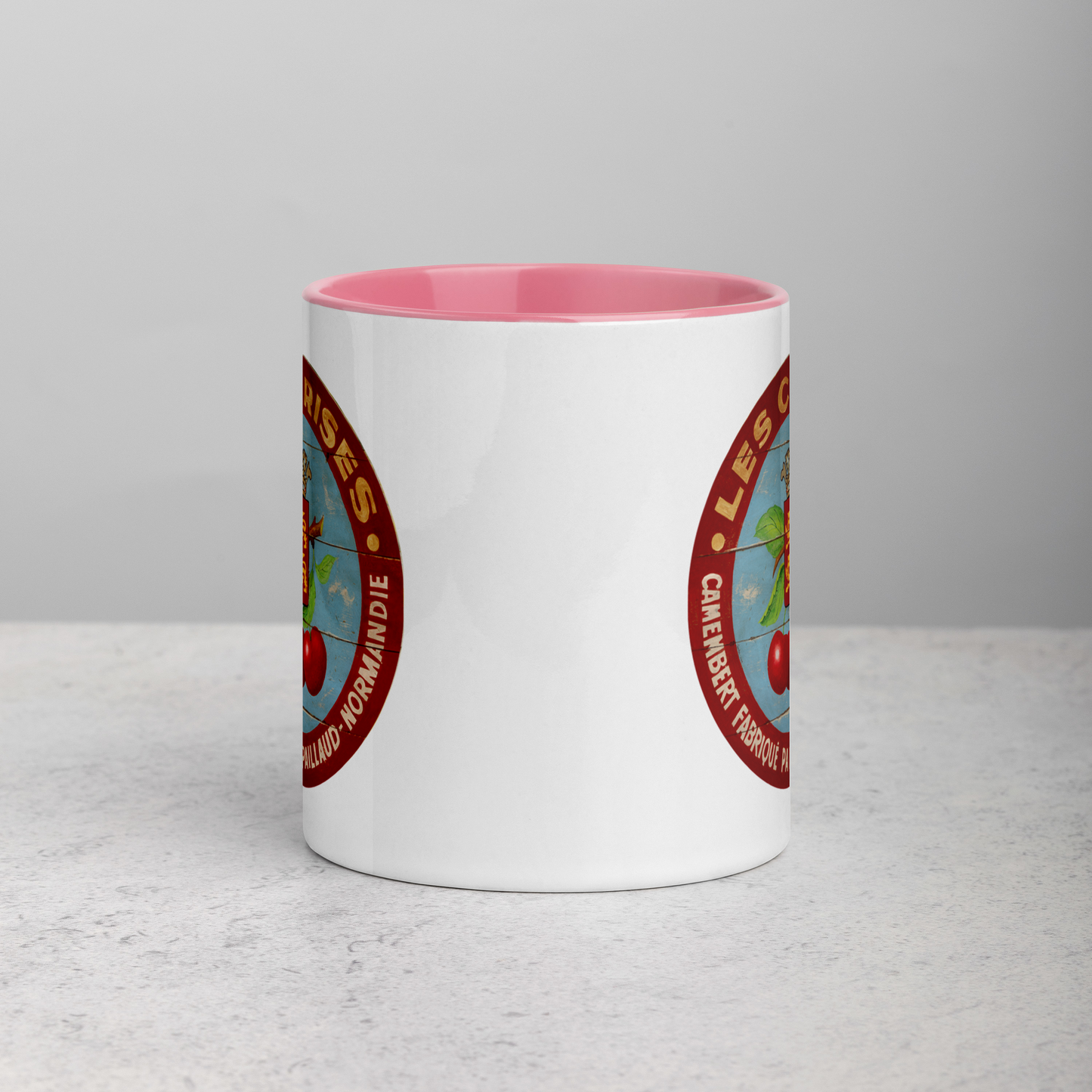 Cherries with red border Mug with Color Inside