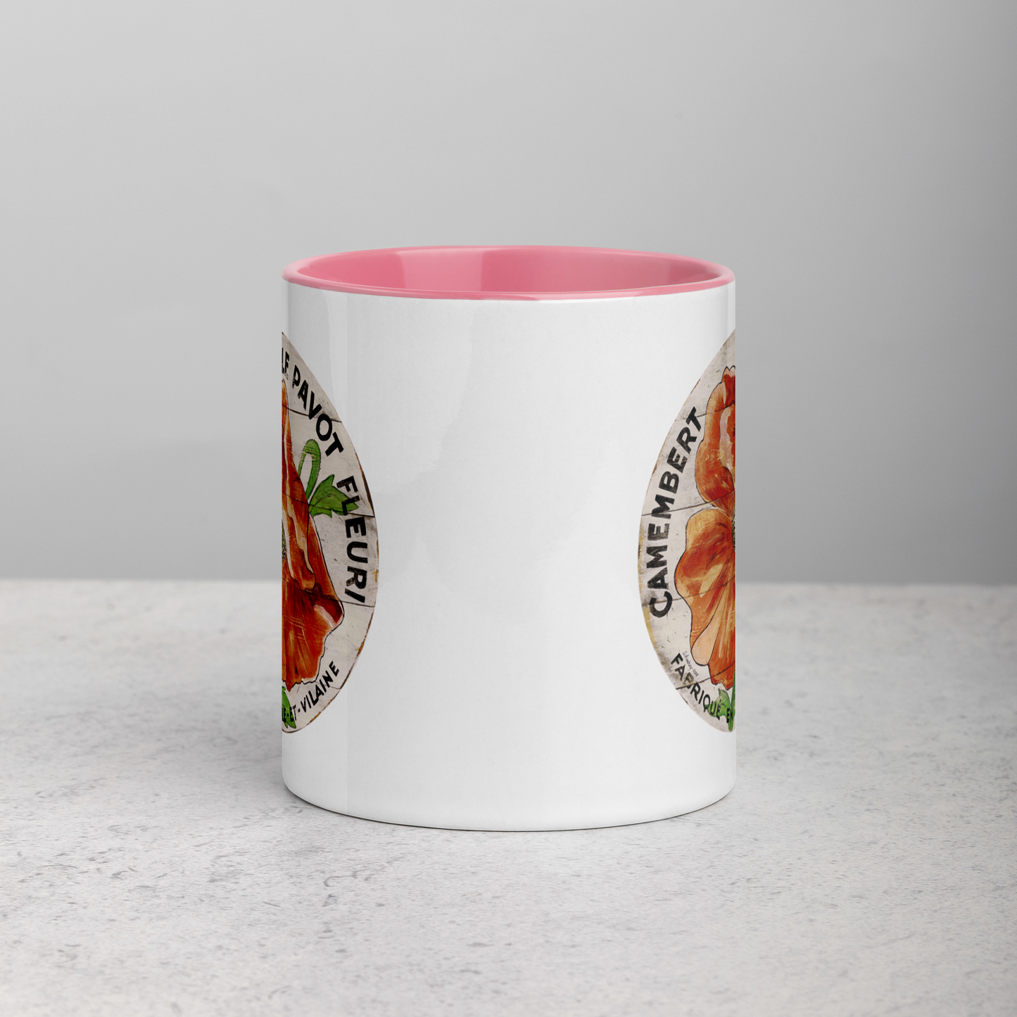 Orange Poppy Mug with Color Inside