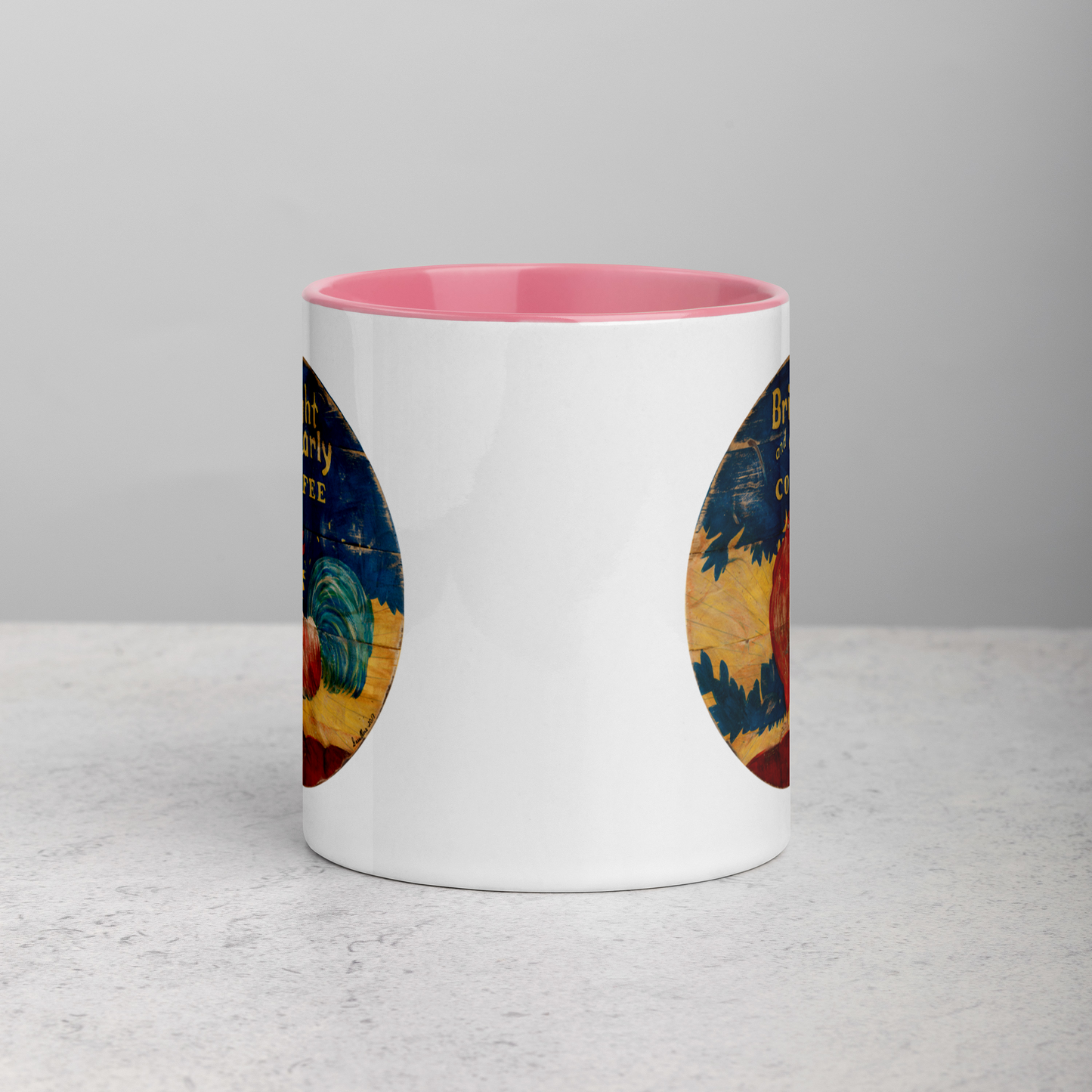 Bright & Early Rooster Mug with Color Inside