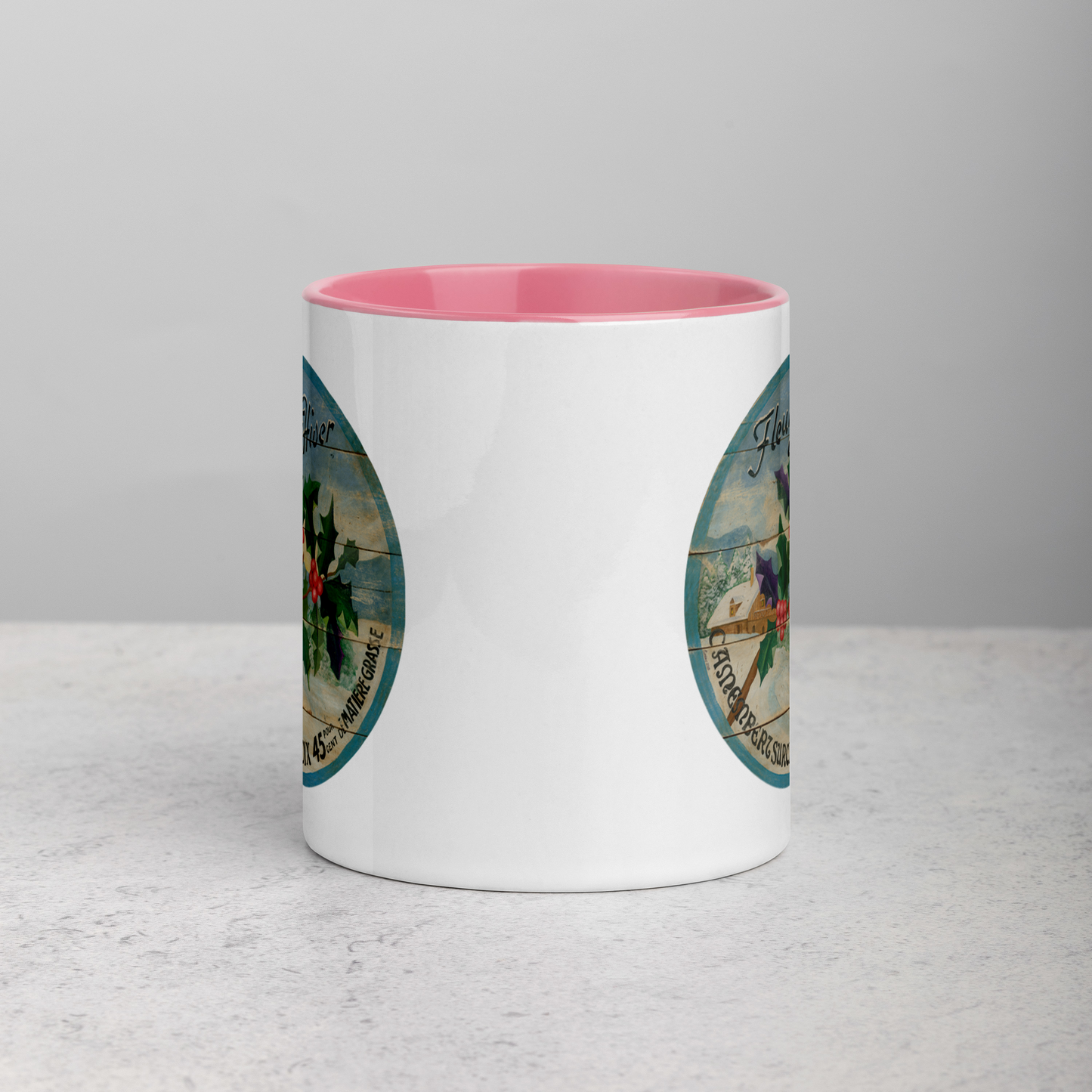 Winter Holly Mug with Color Inside