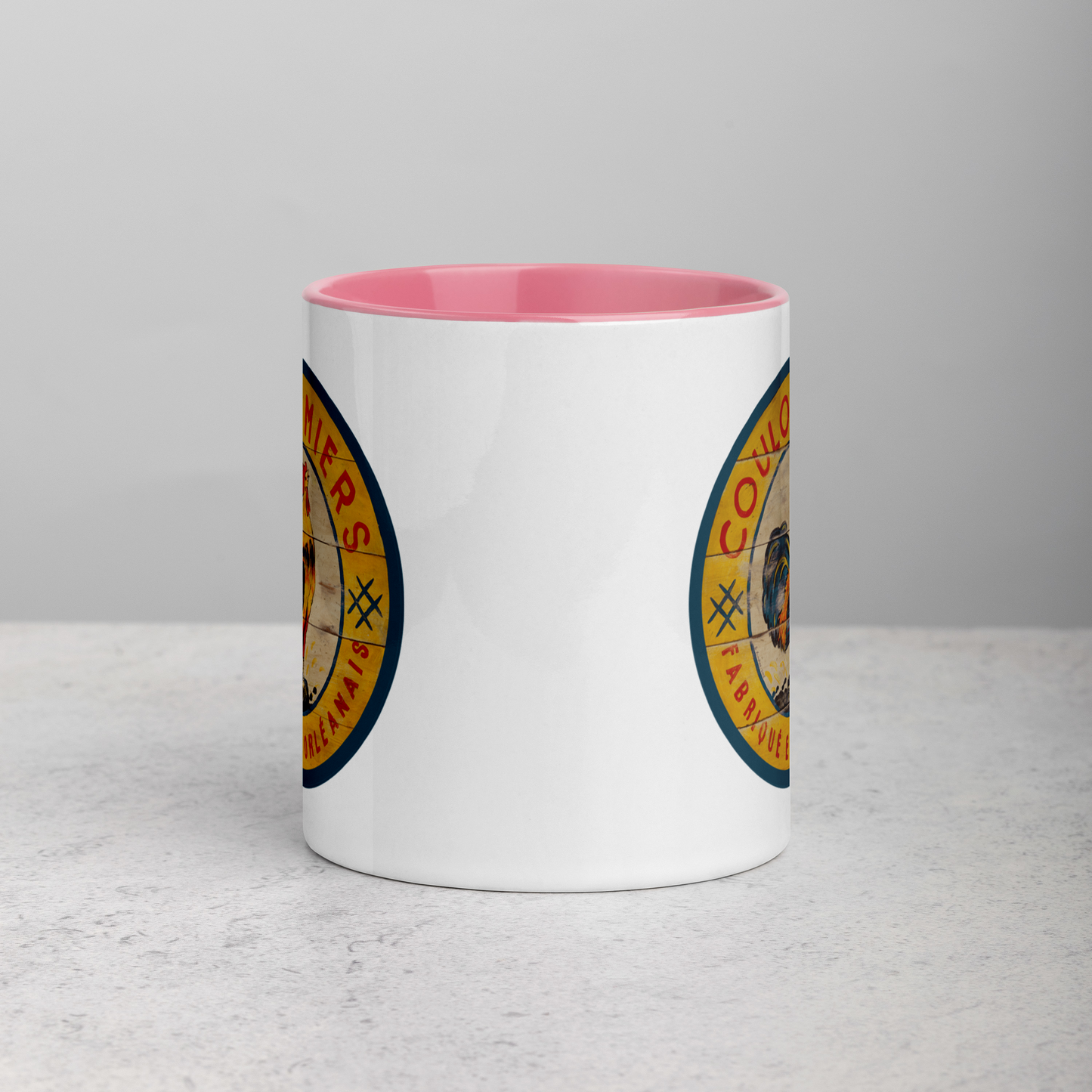 Yellow Rooster Mug with Color Inside