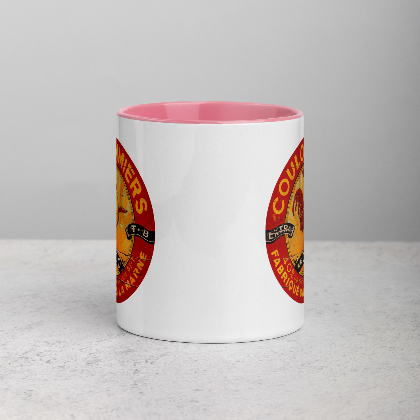 Red and Yellow Rooster Mug with Color Inside