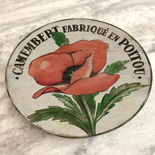 Pink Poppy Stem on Cream Wood Lazy Susan - 15" & 23"