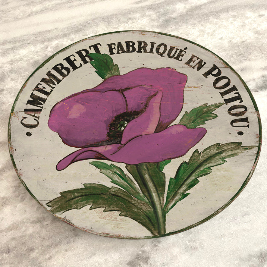 Plum Poppy Stem on Cream Wood Lazy Susan - 15" & 23"