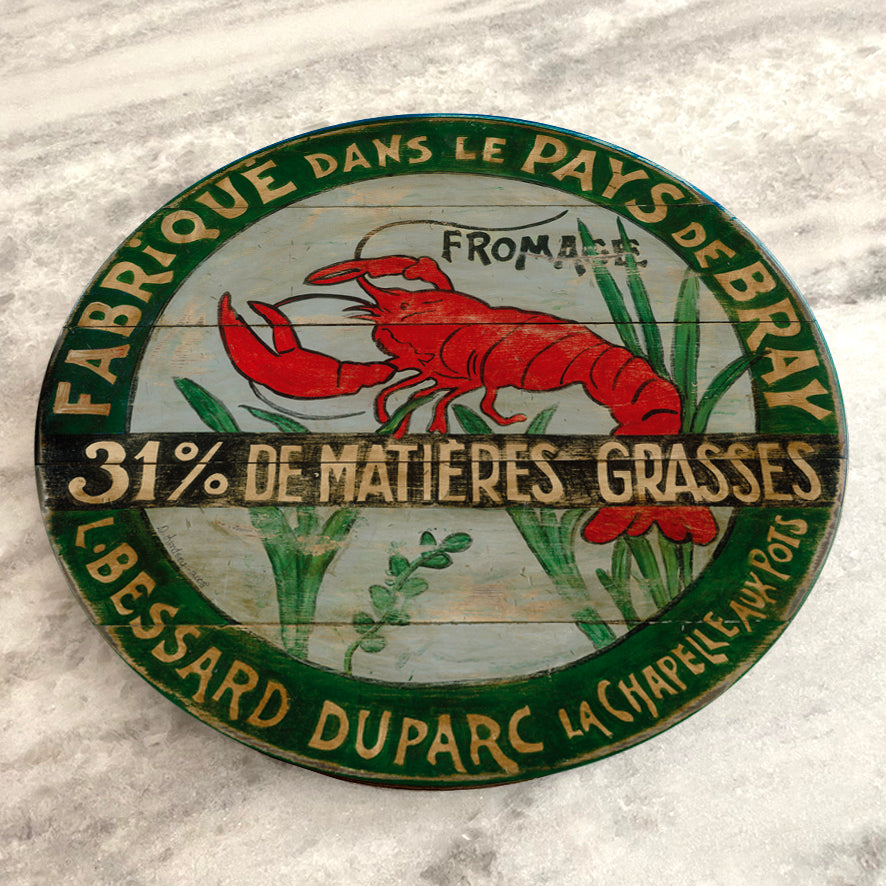 Red Lobster with Green border on Wood Lazy Susan - 15" or 23"