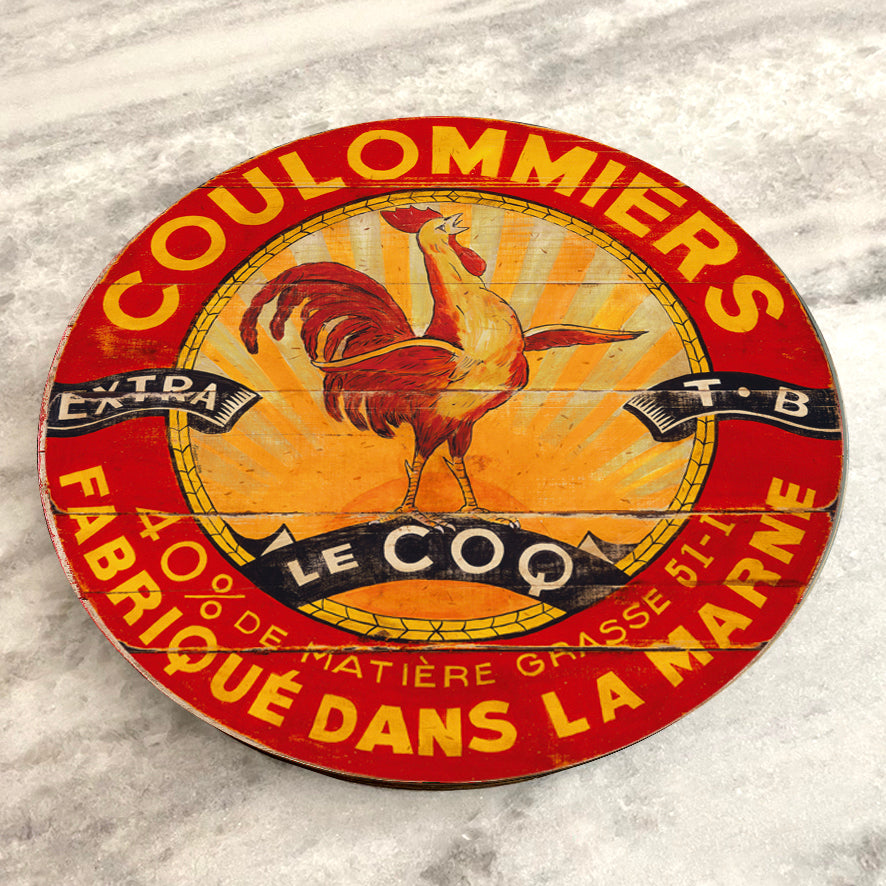 Red & Yellow Sun Rooster on Wood Lazy Susan - 15" or 23"