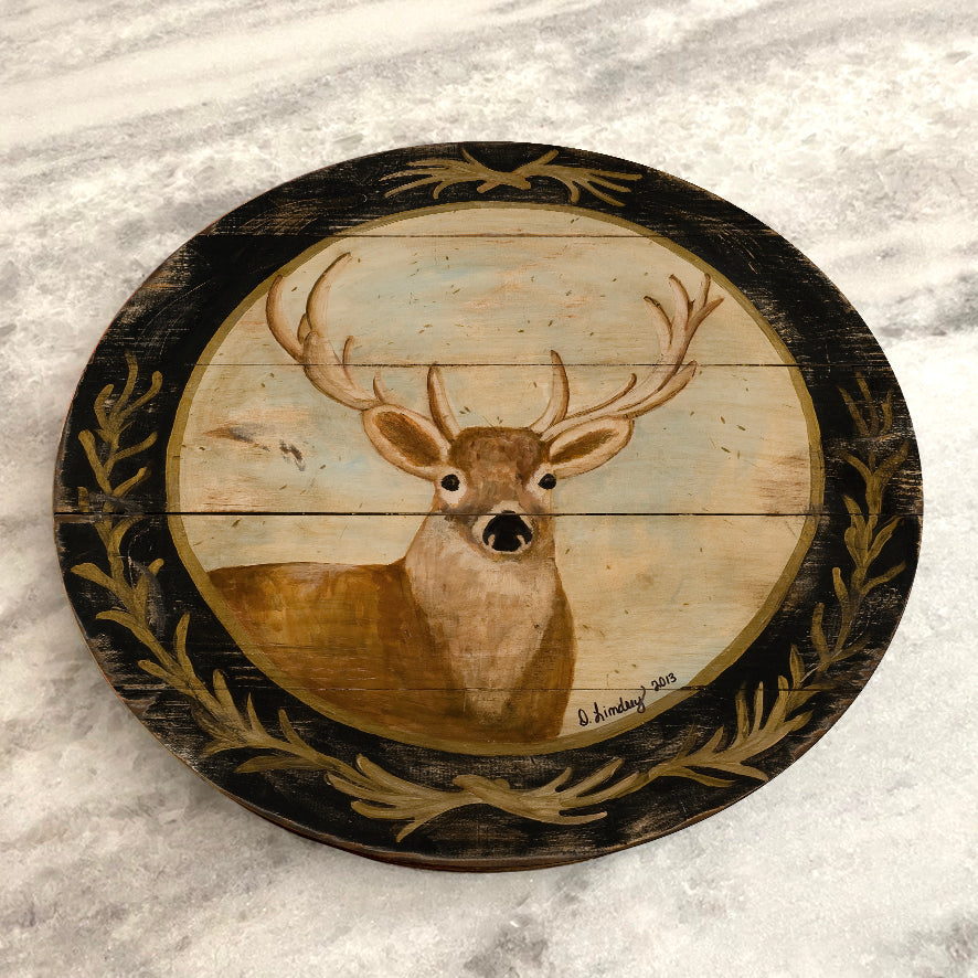 Deer with Black Border on Wood Lazy Susan - 15" or 23"