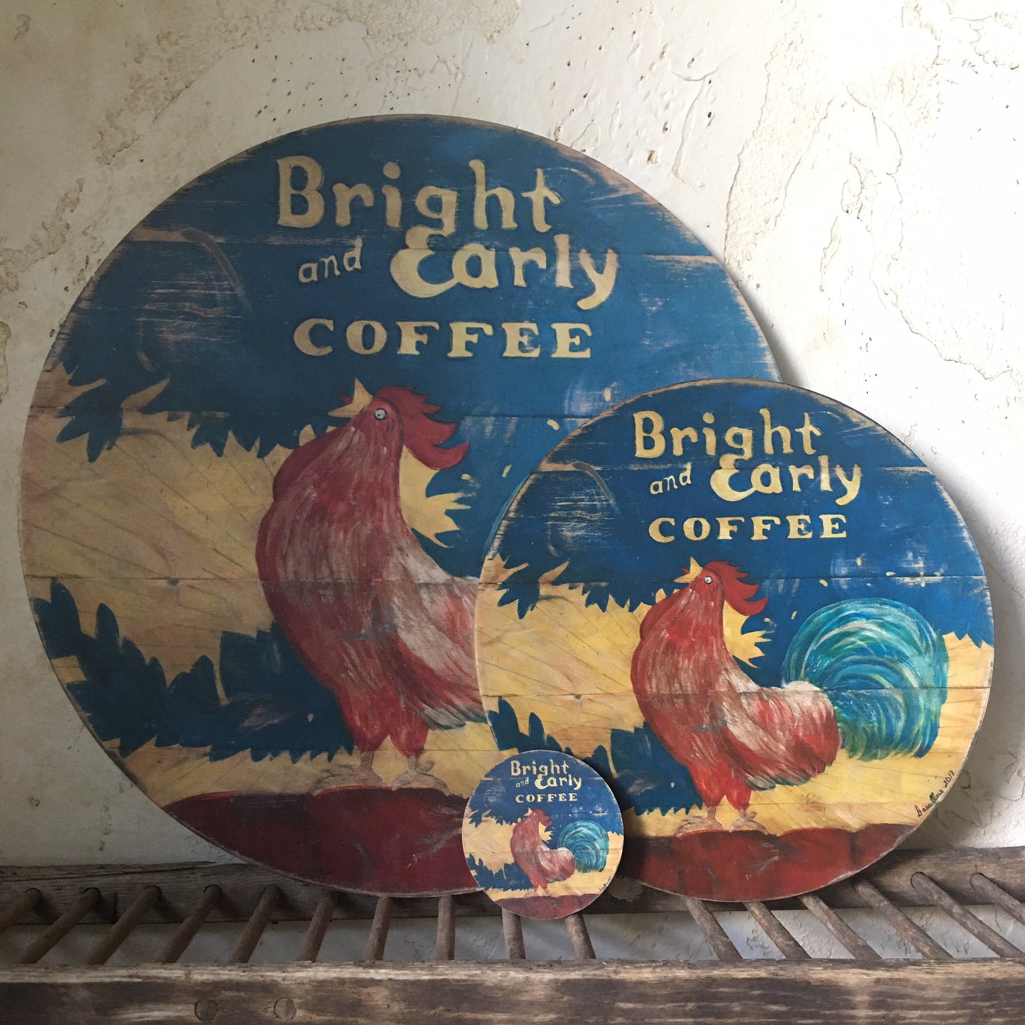 Bright & Early Rooster 15" or 23" Wall Art or Lazy Susan