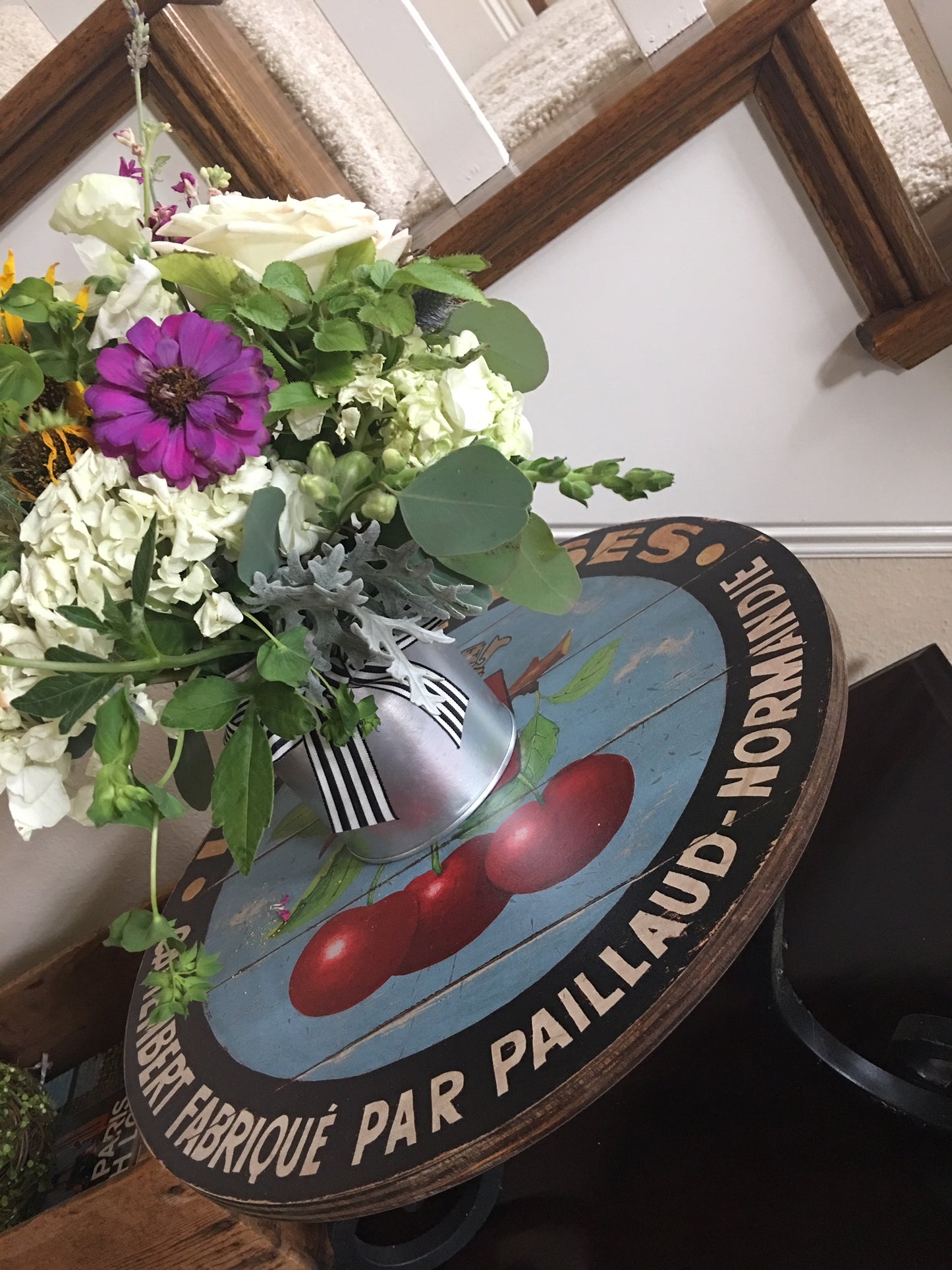 Red Cherries with Black Border Wall Art or Lazy Susan