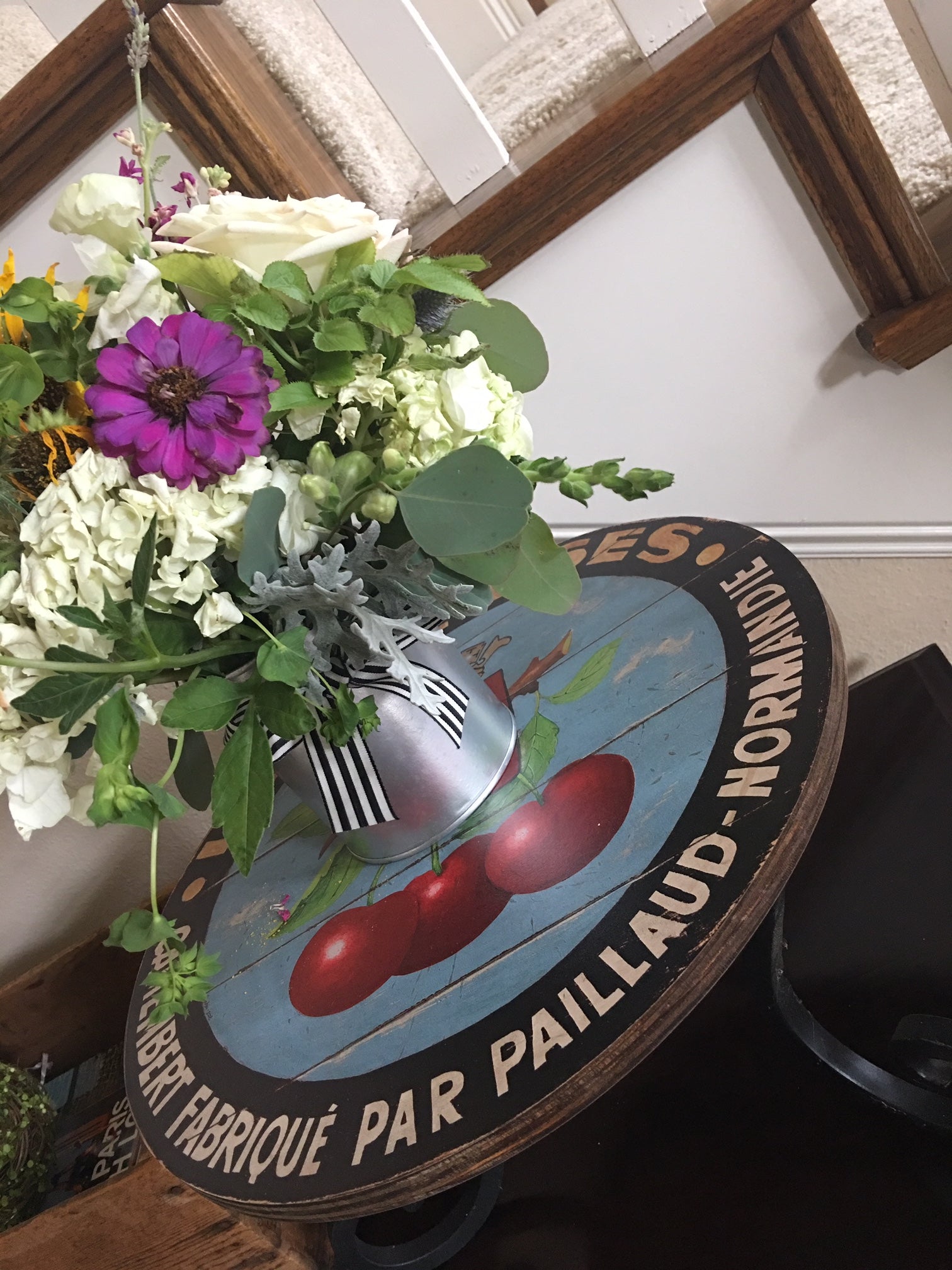 Red Cherries with Black Border Wall Art or Lazy Susan