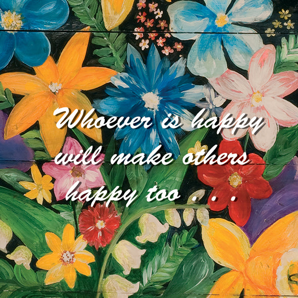 Happy Square Inspirational Bouquet of Flowers Art