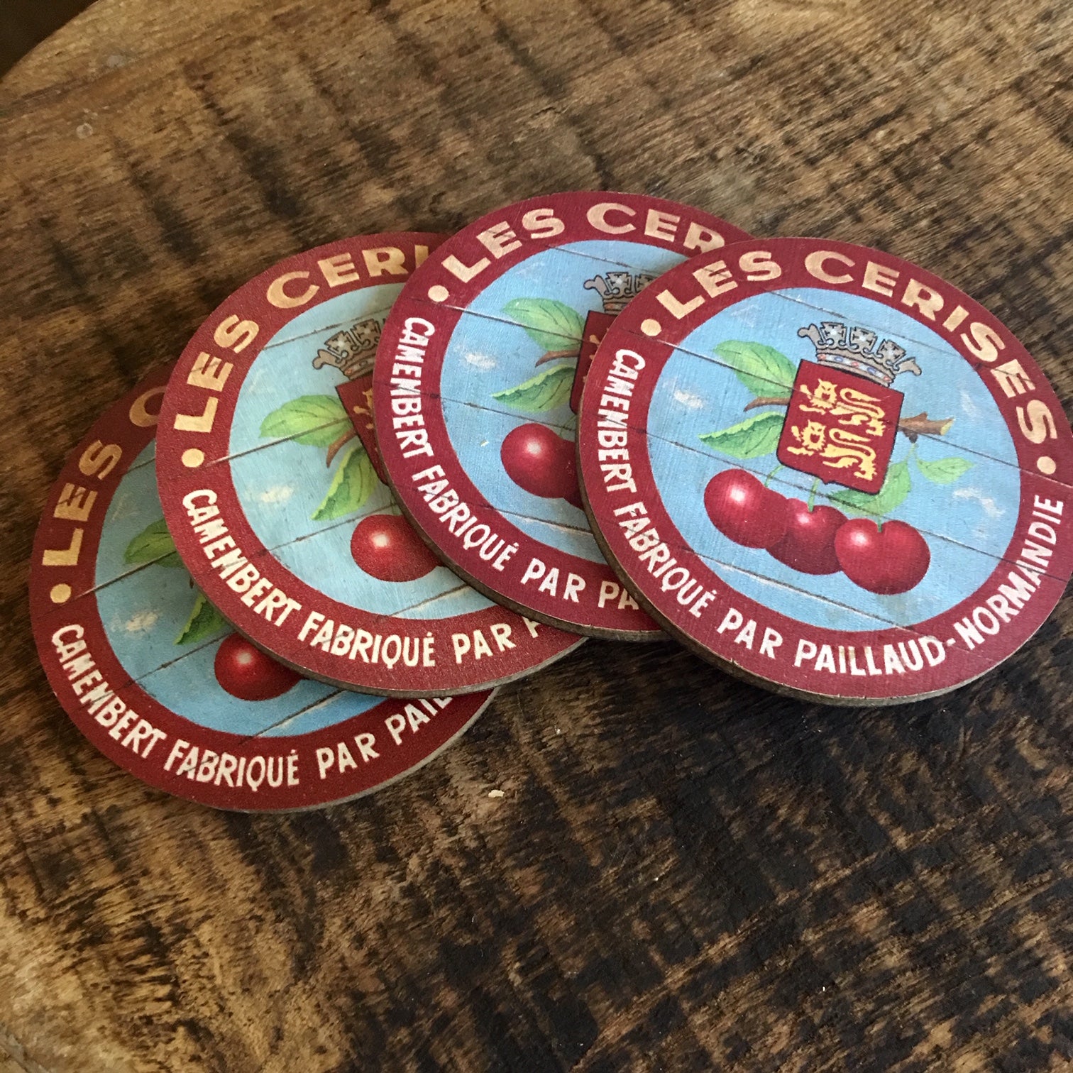 Red Cherries Coasters with Red Border