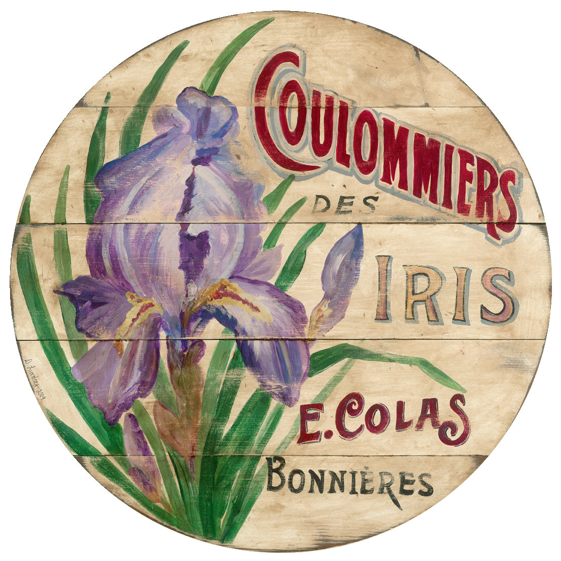 Purple Iris on cream Wall Art