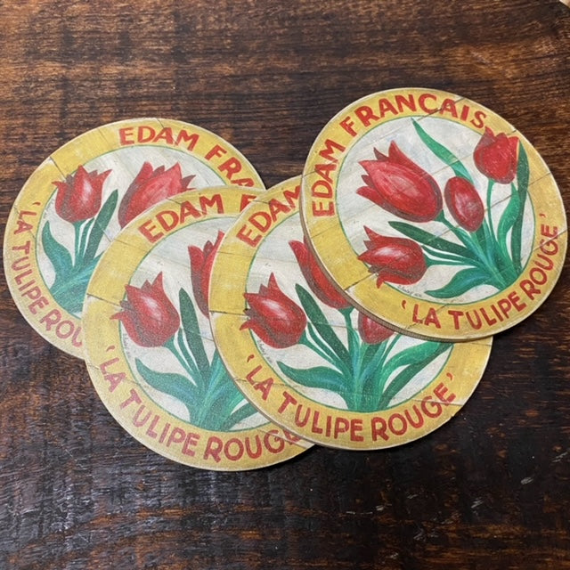 Red Tulip Coasters (set of 4)