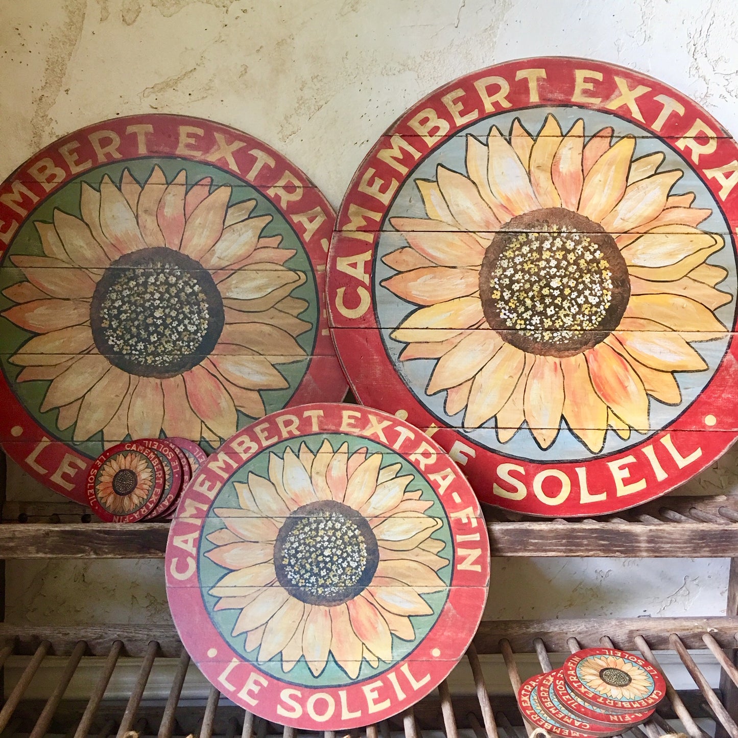 Yellow Sunflower on Sage Art and lazy Susans