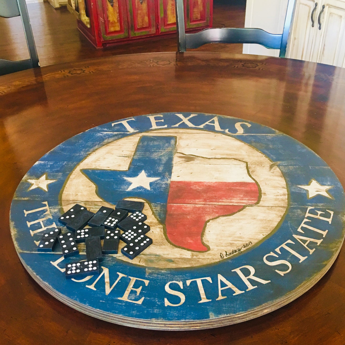 Texas State blue border 15" or 23" Wall Art or Lazy Susan