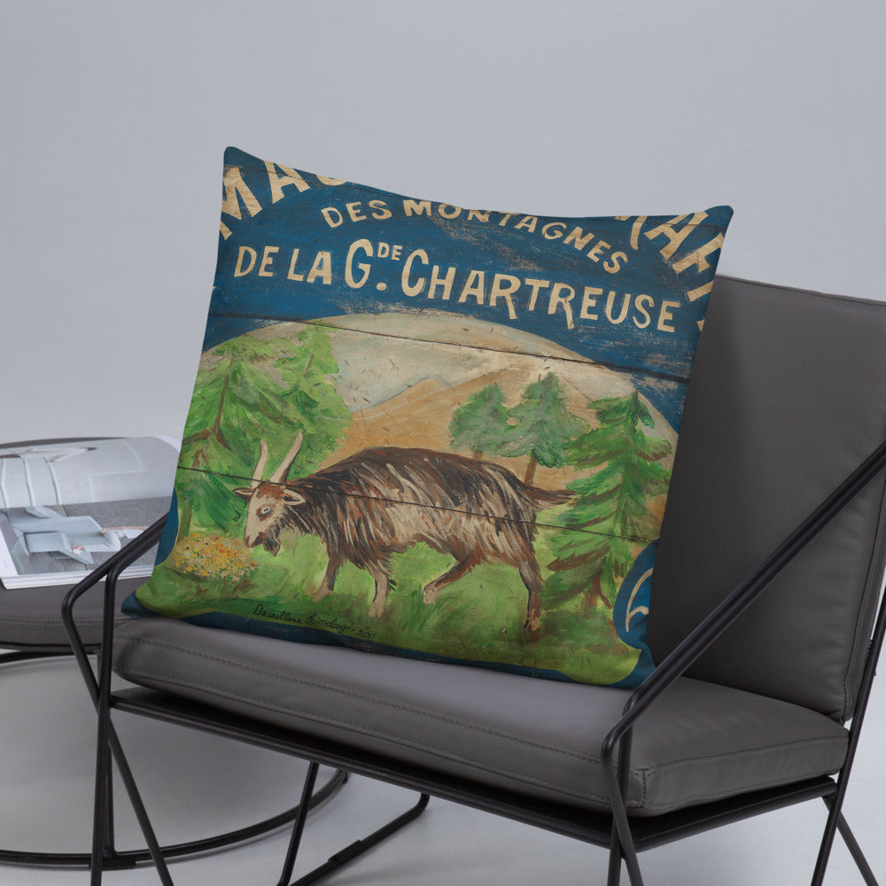 22 x 22 Happy French Goat Throw Pillow