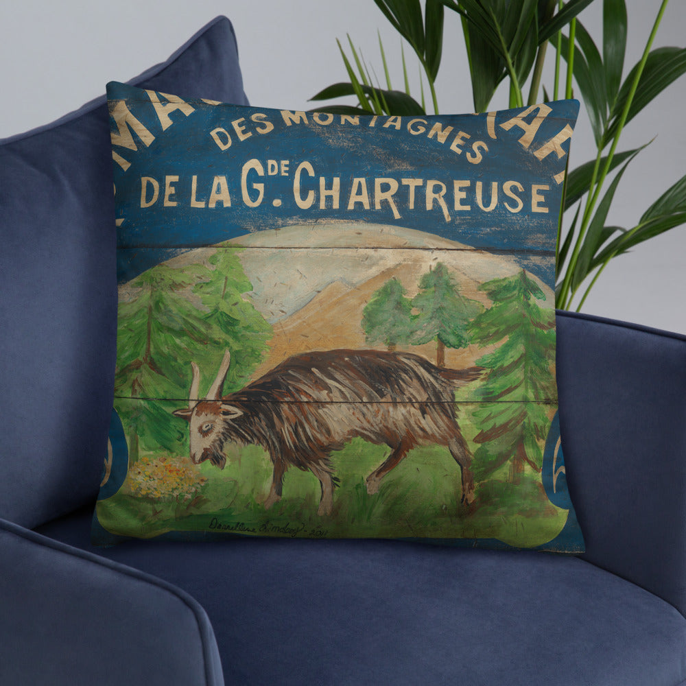 22 x 22 Happy French Goat Throw Pillow