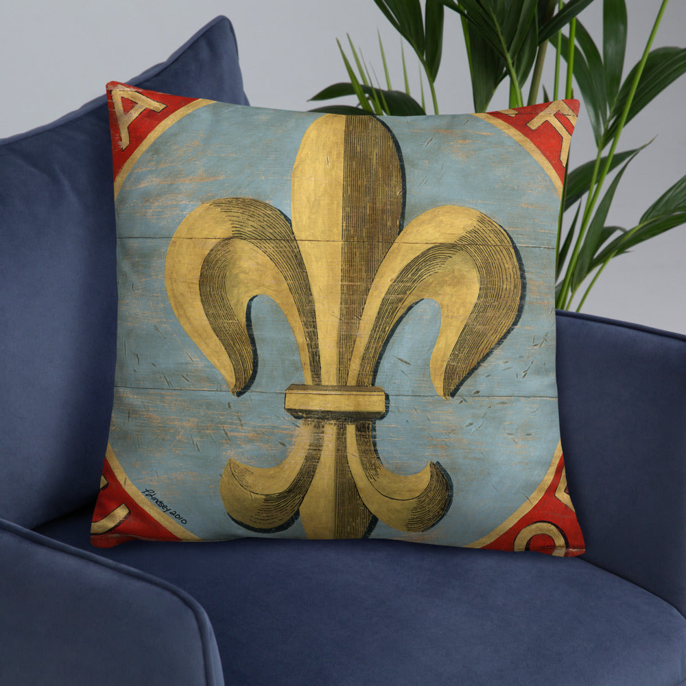 22 x 22 Blue Fleur Throw Pillow