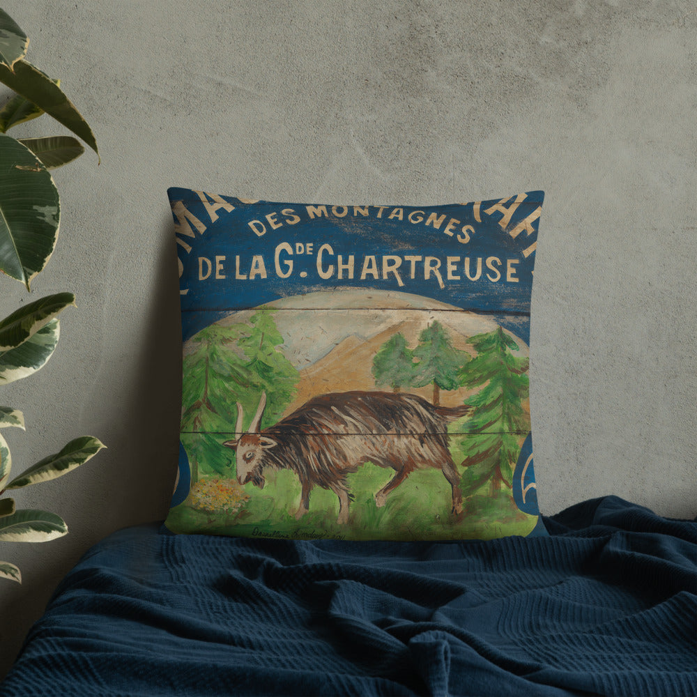 22 x 22 Happy French Goat Throw Pillow