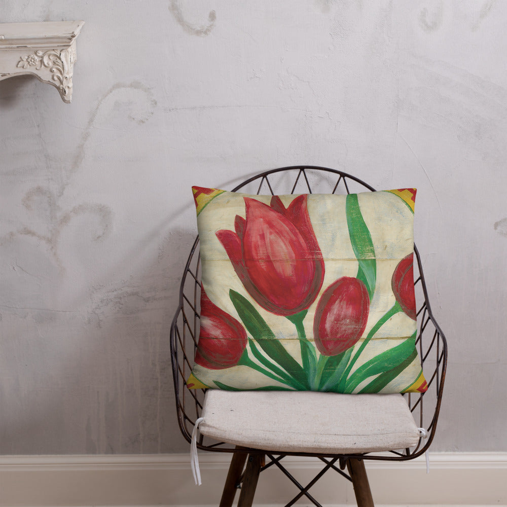 22 x 22 Red Tulip Throw Pillow