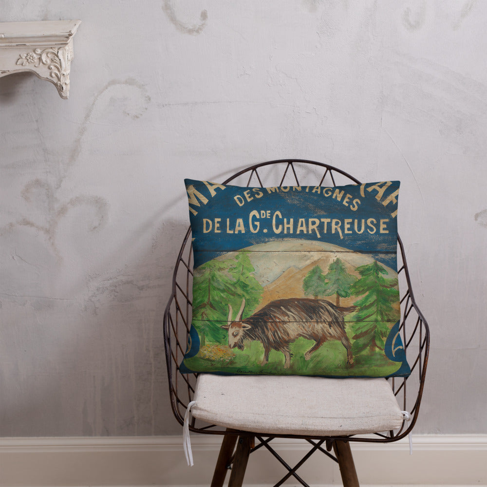 22 x 22 Happy French Goat Throw Pillow