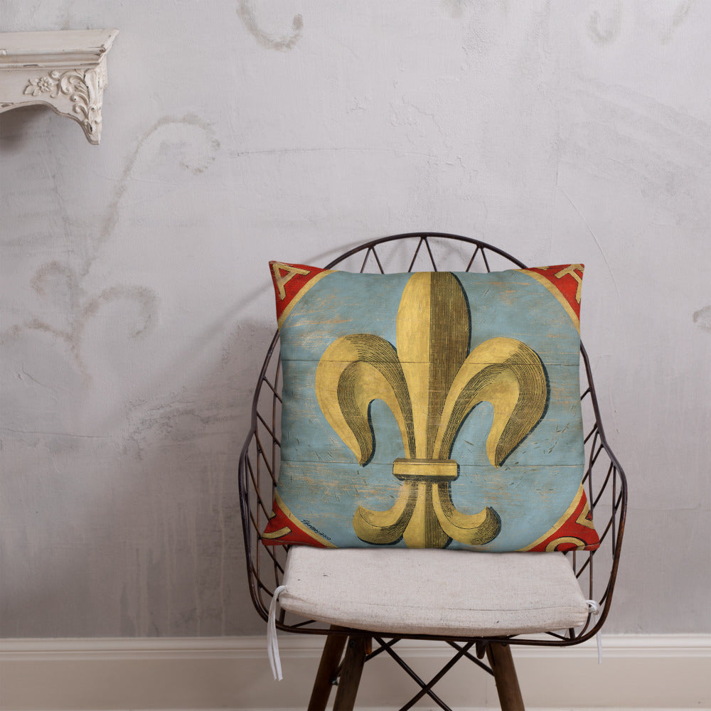 22 x 22 Blue Fleur Throw Pillow
