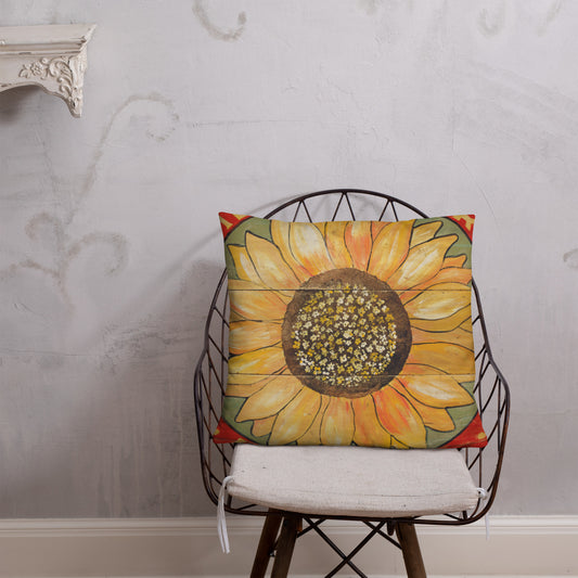 22 x 22 Yellow Sunflower Sage Throw Pillow