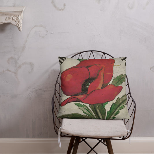22 x 22 Red Poppy Stem Throw Pillow