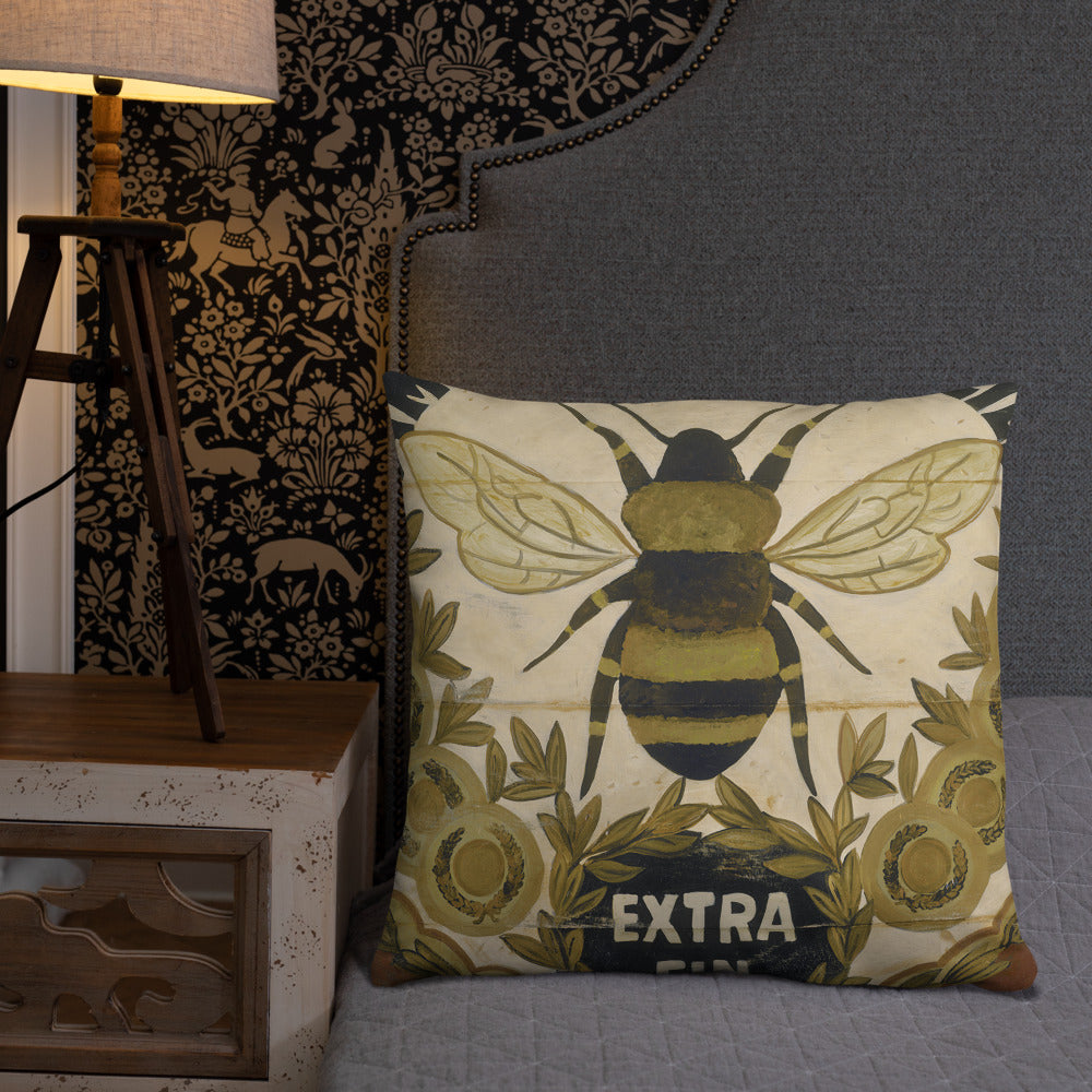 22 x 22 Gold Bee Throw Pillow