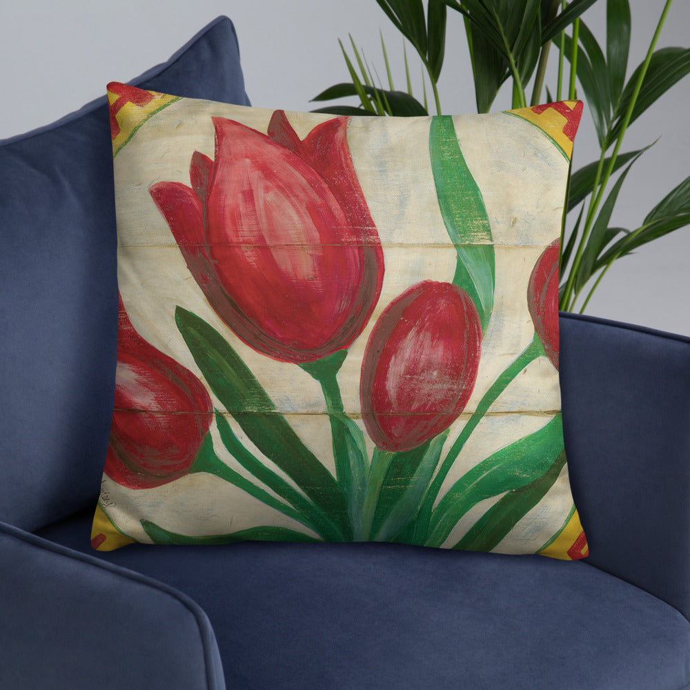 22 x 22 Red Tulip Throw Pillow