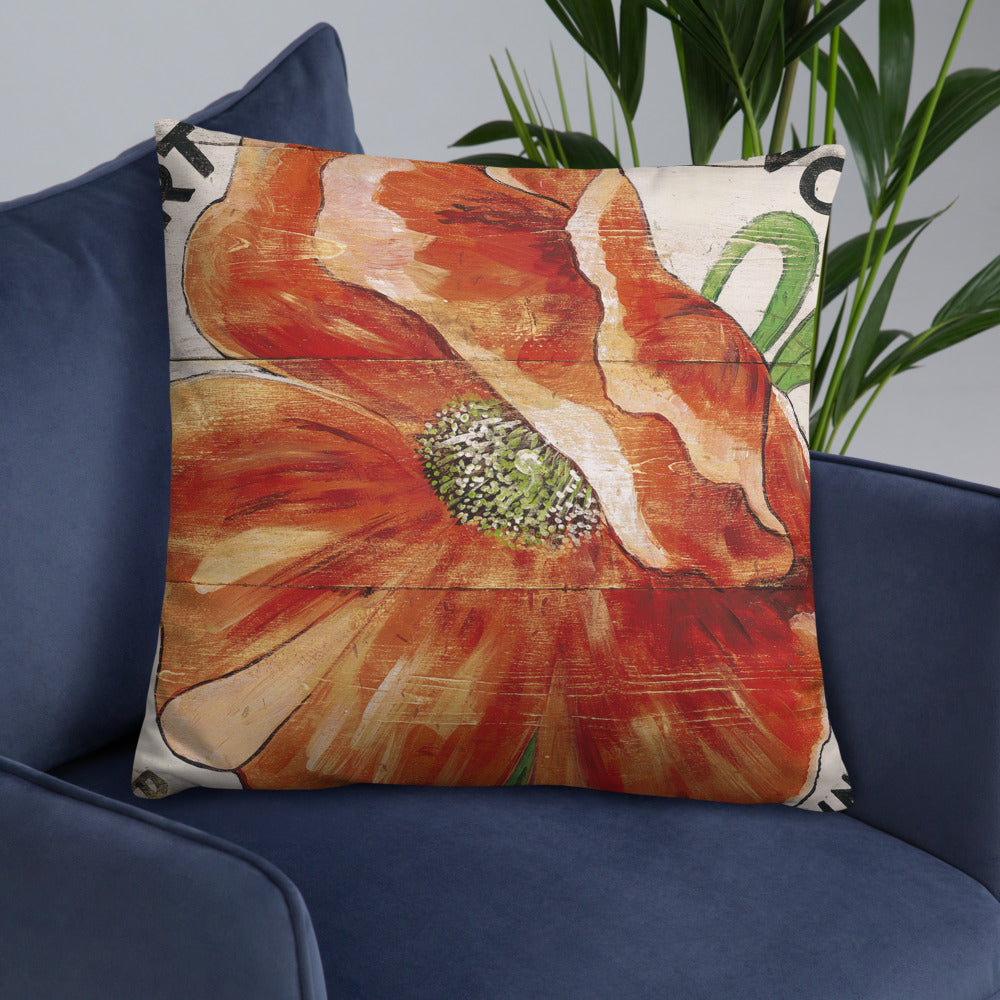 22 x 22 Orange Poppy Throw Pillow