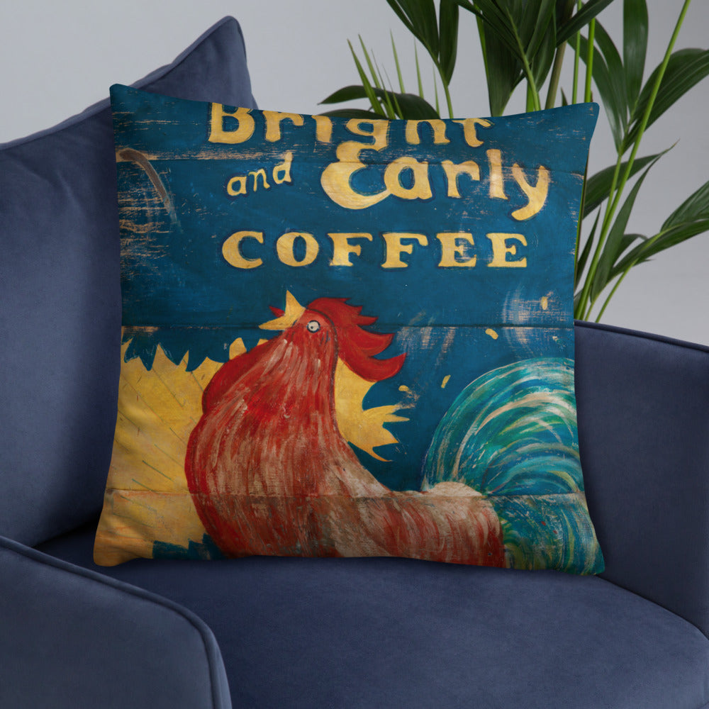 22 x 22 Bright & Early Rooster Throw Pillow