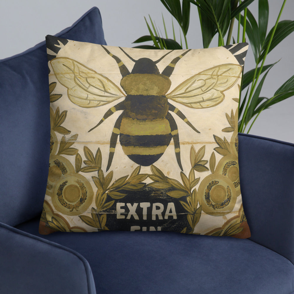 22 x 22 Gold Bee Throw Pillow