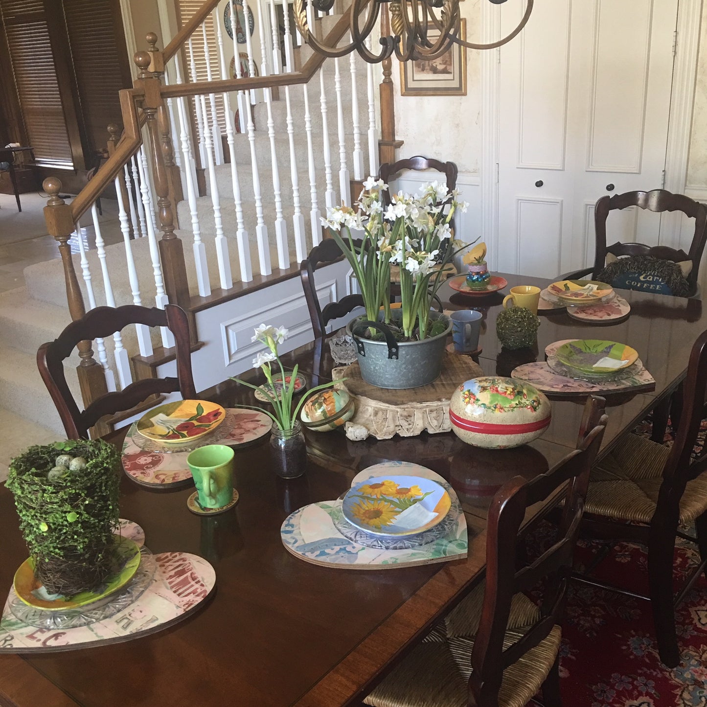 Heart Chargers on wood by Darrellene Designs