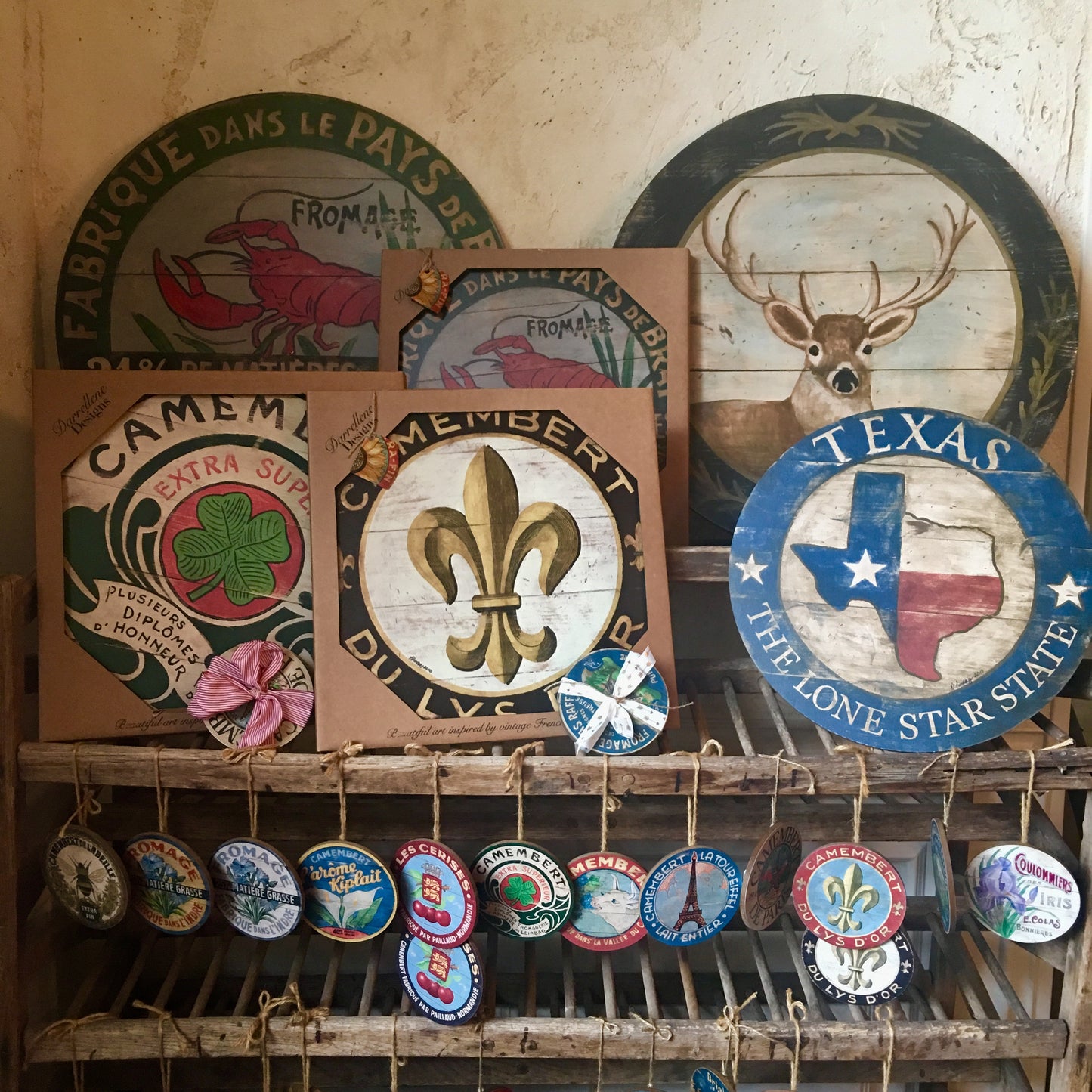 Texas State with blue border and other Darrellene Designs Art