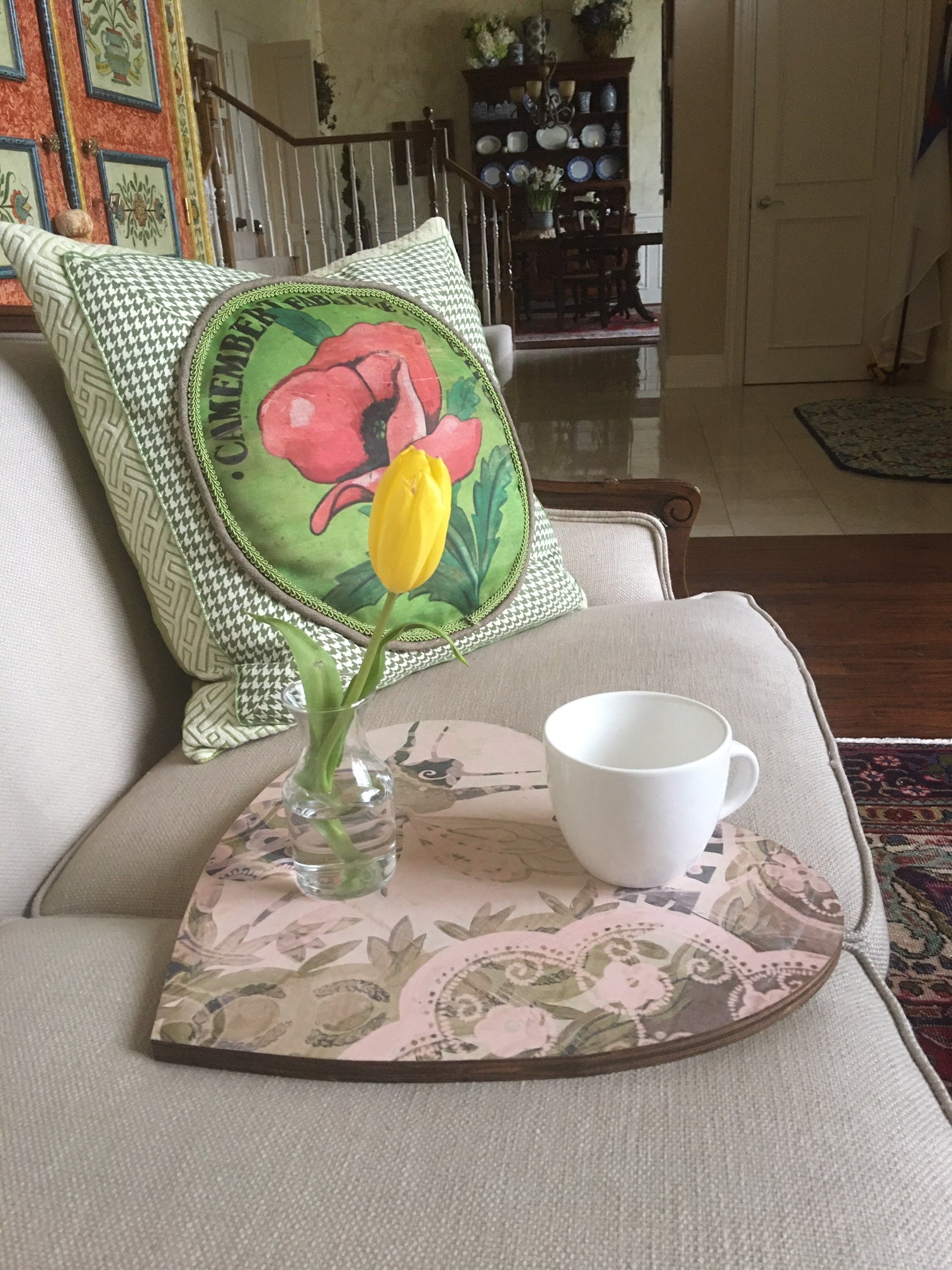 Heart Board Gold and Cream Bee Art Decor