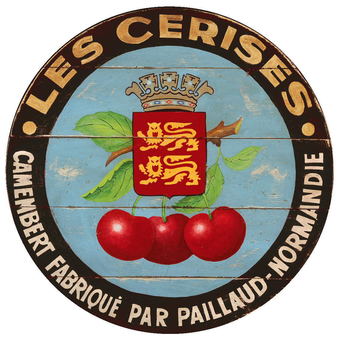 Red Cherries with Black Border Wall Art or Lazy Susan