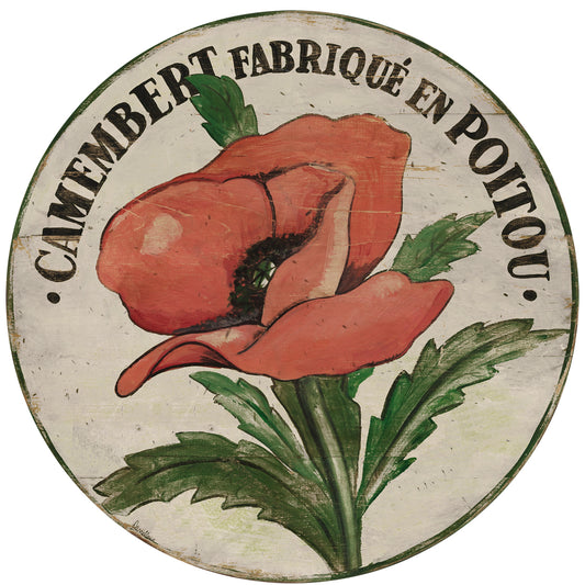 Pink Poppy Stem on Cream Wood Wall Art - 15" or 23"