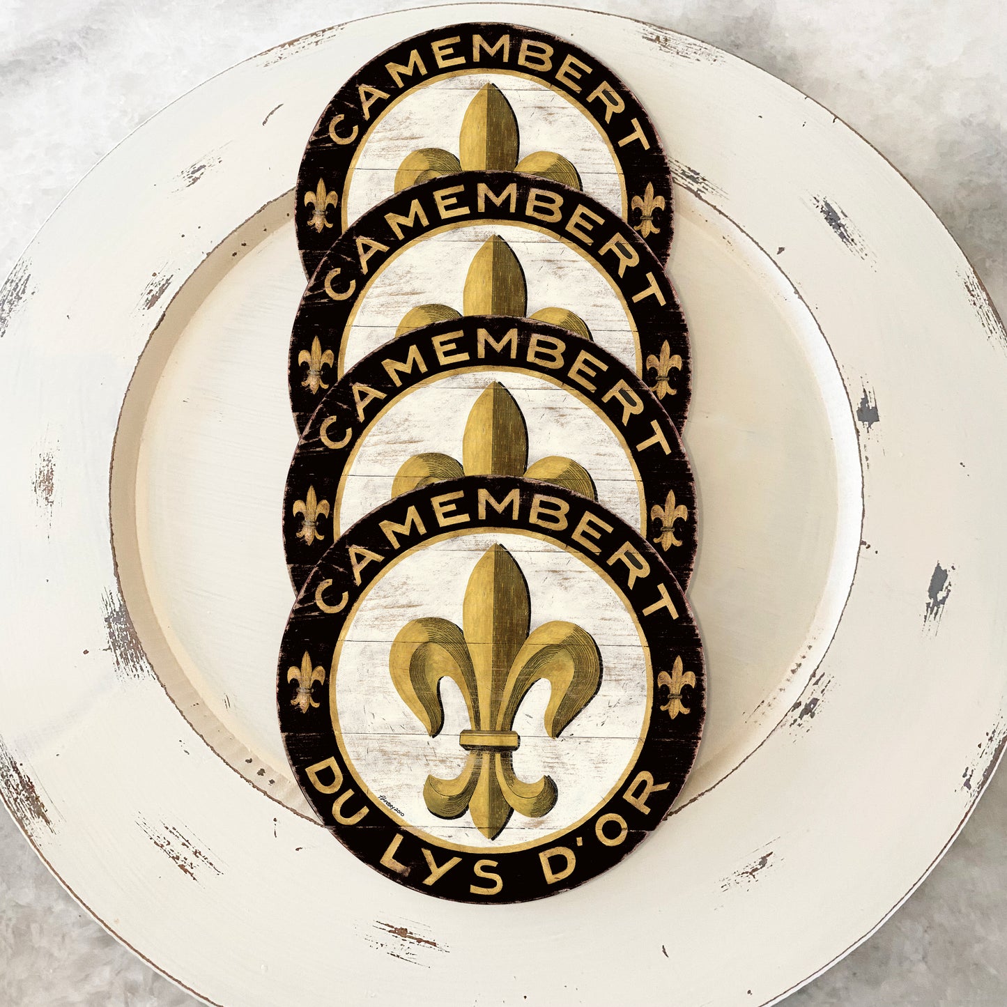 Black & Gold Fleur De Lis Coasters (set of 4)
